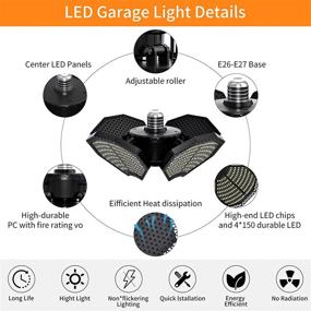 img 2 attached to 💡 Powerful 2-Pack LED Garage Lights: 100W, 12500 Lumens, 6000K Daylight Glow, Deformable Four Leafs Design