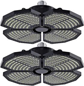 img 4 attached to 💡 Powerful 2-Pack LED Garage Lights: 100W, 12500 Lumens, 6000K Daylight Glow, Deformable Four Leafs Design
