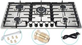 img 4 attached to 🔥 Premium 35" Stainless Steel Gas Cooktop with 5 Sealed Burners - LPG/NG Fuel Options, Thermocouple Protection & Easy Cleaning