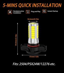 img 3 attached to 🚘 Лампы для туманного света на светодиодах 2504, лампы для туманного света на светодиодах PSX24W 12276, сверхяркие лампы для дневного хода DRL, замена для автомобилей, грузовиков (набор из 2 штук), ксеноново-белый свет 6500K