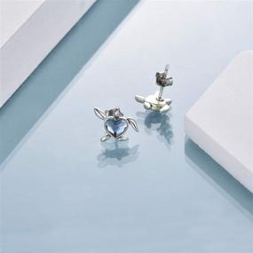 img 3 attached to 🐢 Hypoallergenic Sterling Silver Turtle Stud Earrings with Blue Heart Crystal - Birthday Jewelry Gifts for Women and Girls