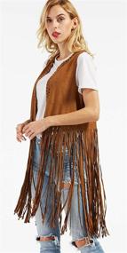 img 2 attached to Sleeveless Leather Fringed Waistcoat for Women's Clothing - Chouyatou Coats, Jackets & Vests