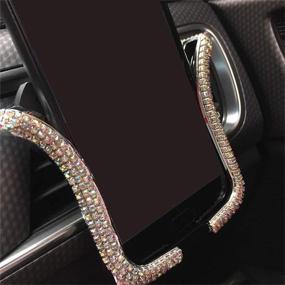 img 2 attached to 💎 Sparkling Rhinestone Crystal Car Phone Holder - Universal Air Vent Mount Clip for iPhone/Samsung (AB Silver)