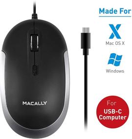 img 3 attached to Macally USB Type C мышь: тонкий и компактный дизайн для MacBook Pro, iMac, ПК и 🖱️ дополнительно - 3 кнопки и колесо прокрутки с переключением DPI - удобная подключение и игра проводная мышь.