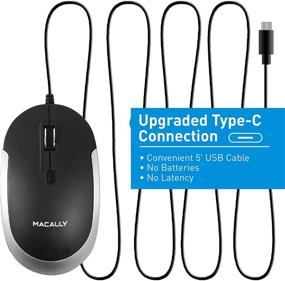 img 1 attached to Macally USB Type C мышь: тонкий и компактный дизайн для MacBook Pro, iMac, ПК и 🖱️ дополнительно - 3 кнопки и колесо прокрутки с переключением DPI - удобная подключение и игра проводная мышь.
