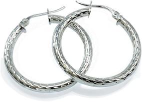 img 1 attached to Sterling Diamond Cut Hoop Earrings for Girls' Jewelry