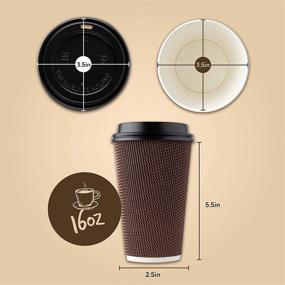 img 2 attached to 🔥 Buy Now: 40 Sets of 16 oz. Insulated Rippled Double Wall Paper Hot Coffee Cups with Lids in Brown