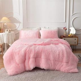 img 4 attached to 🛏️ Pink Smoofy Faux Fur Comforter Set Queen 3Pcs - Shaggy Plush Velvet Comforter, Soft Fluffy Fuzzy Double-Sided Bedding, Luxury Furry Flannel with 1 Comforter and 2 Pillowcases.
