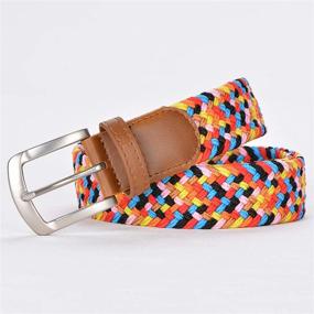img 3 attached to 👖 Braided Elastic Belts for Men and Women: Multicolor Stretch Woven Belt with Pin Buckle - Fashionable and Functional