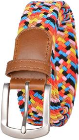 img 4 attached to 👖 Braided Elastic Belts for Men and Women: Multicolor Stretch Woven Belt with Pin Buckle - Fashionable and Functional