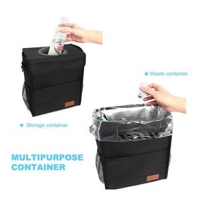 img 2 attached to Car Trash Can Leak Proof Car Trash Bag Waterproof Car Garbage Can With Lid For SUV Front Seat Multipurpose Car Hanging For Headrest Collapsible And Portable With Storage Mesh Pocket