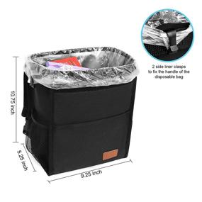 img 3 attached to Car Trash Can Leak Proof Car Trash Bag Waterproof Car Garbage Can With Lid For SUV Front Seat Multipurpose Car Hanging For Headrest Collapsible And Portable With Storage Mesh Pocket