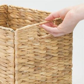 img 1 attached to Organize with Style: mDesign Natural Woven Hyacinth Closet Storage Organizer Basket Bin - Collapsible - 4 Pack - Natural/Tan