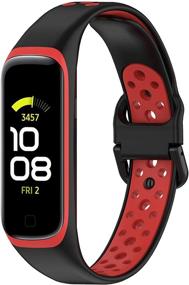 img 1 attached to Bands Compatible With Samsung Galaxy Fit 2 Wristbands Two-Toned Silicone Colourful Breathable Bracelet Strap Band For Galaxy Fit 2 SM-R220 Fitness Smartwatch For Men Women Wearable Technology