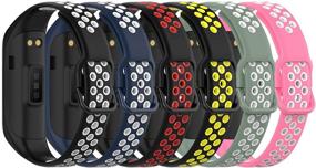 img 4 attached to Bands Compatible With Samsung Galaxy Fit 2 Wristbands Two-Toned Silicone Colourful Breathable Bracelet Strap Band For Galaxy Fit 2 SM-R220 Fitness Smartwatch For Men Women Wearable Technology