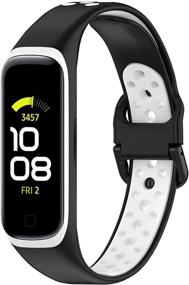 img 3 attached to Bands Compatible With Samsung Galaxy Fit 2 Wristbands Two-Toned Silicone Colourful Breathable Bracelet Strap Band For Galaxy Fit 2 SM-R220 Fitness Smartwatch For Men Women Wearable Technology