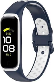 img 2 attached to Bands Compatible With Samsung Galaxy Fit 2 Wristbands Two-Toned Silicone Colourful Breathable Bracelet Strap Band For Galaxy Fit 2 SM-R220 Fitness Smartwatch For Men Women Wearable Technology