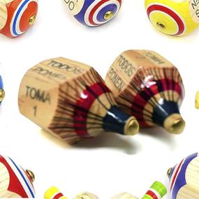 img 4 attached to 🎳 (Updated Version) Alondra's Imports (TM) Classic Wood Spinning Top Game - Pirinola Toma Todo - Artisan Handcrafted Wooden Toy - Assorted Colors - High-Quality Finish - Complete Set of 2
