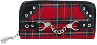 🔗 red tartan plaid punk handcuff skull charm zip around wallet for the lost queen logo