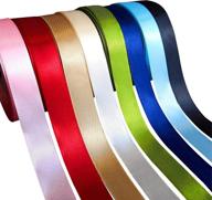 🎀 satin ribbon rolls collection: premium 200 yards of 8 vibrant colors, 1 inch and 4/5 inch widths, 25 yards per roll - ideal for crafts, gift wrapping, hair bows, wedding decor, sewing projects logo