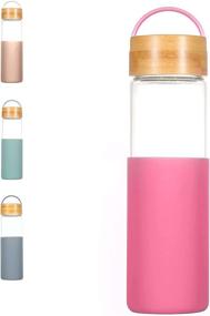 img 4 attached to 🌿 BEAUT 22 Oz Borosilicate Glass Water Bottle: Bamboo Lid, Silicone Sleeve, and Cute Color Handle – BPA Free Tumbler for Indoor & Outdoor Use