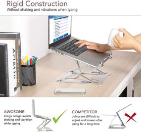 img 2 attached to 📱 Awosone Portable Aluminum Laptop Stand: Ergonomic, Height Adjustable Holder for MacBook and All Laptops 10-17 inches