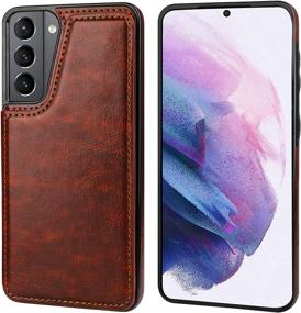 img 2 attached to 📱 ONETOP Compatible with Samsung Galaxy S21 Wallet Case: Premium PU Leather Card Holder Cover with Kickstand, Card Slots, and Double Magnetic Clasp - Brown