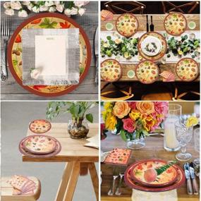 img 1 attached to 🍂 Autumn Bliss: Thanksgiving Paper Plates, Disposable Plates, and Napkins for 8 Guests with Gold Foil Fall Design - Includes 8 Dinner Plates, 8 Dessert Plates, and 20 Napkins for Perfect Autumn Tableware