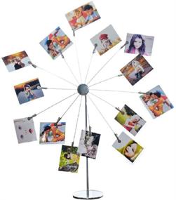 img 4 attached to 📸 Mollytek Desktop Photo Holder: Clips Postcard, Gift Card & Picture Display Stand | Decorative Photo Tree Stand for Table Display | Sky Wheel Design with Plated Wire | Includes 14 Metal Clips