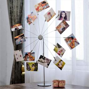 img 1 attached to 📸 Mollytek Desktop Photo Holder: Clips Postcard, Gift Card & Picture Display Stand | Decorative Photo Tree Stand for Table Display | Sky Wheel Design with Plated Wire | Includes 14 Metal Clips