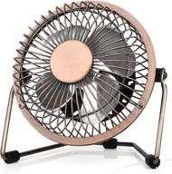 🔥 bronze mini table fan: 4'' usb desk personal fan, quiet portable metal design – ideal for home, office, desktop, camping, travel logo