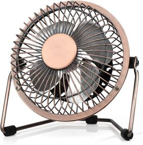 img 4 attached to 🔥 Bronze Mini Table Fan: 4'' USB Desk Personal Fan, Quiet Portable Metal Design – Ideal for Home, Office, Desktop, Camping, Travel