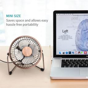 img 3 attached to 🔥 Bronze Mini Table Fan: 4'' USB Desk Personal Fan, Quiet Portable Metal Design – Ideal for Home, Office, Desktop, Camping, Travel