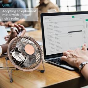 img 2 attached to 🔥 Bronze Mini Table Fan: 4'' USB Desk Personal Fan, Quiet Portable Metal Design – Ideal for Home, Office, Desktop, Camping, Travel