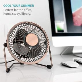 img 1 attached to 🔥 Bronze Mini Table Fan: 4'' USB Desk Personal Fan, Quiet Portable Metal Design – Ideal for Home, Office, Desktop, Camping, Travel