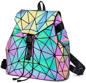 img 4 attached to 👜 Geometric Luminous Shoulder Bag Set: Women's Holographic Reflective Purses and Crossbody Bags with Wallet Purse Tote