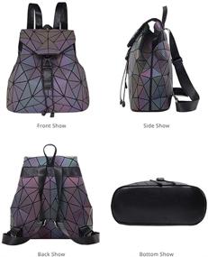 img 1 attached to 👜 Geometric Luminous Shoulder Bag Set: Women's Holographic Reflective Purses and Crossbody Bags with Wallet Purse Tote