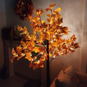 img 2 attached to 🍁 TURNMEON 5.5Ft Prelit Lighted Fall Maples Tree with 16 Pumpkins: Warmly Lit Fall Décor for Indoor and Outdoor Autumnal Celebrations