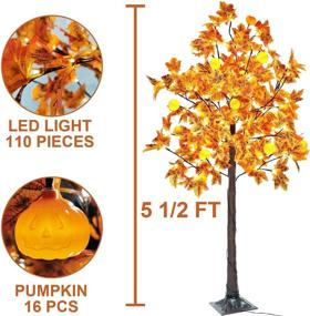 img 3 attached to 🍁 TURNMEON 5.5Ft Prelit Lighted Fall Maples Tree with 16 Pumpkins: Warmly Lit Fall Décor for Indoor and Outdoor Autumnal Celebrations