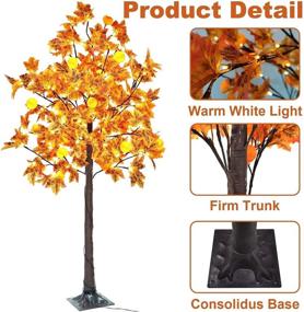 img 1 attached to 🍁 TURNMEON 5.5Ft Prelit Lighted Fall Maples Tree with 16 Pumpkins: Warmly Lit Fall Décor for Indoor and Outdoor Autumnal Celebrations