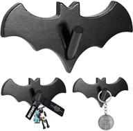 🦇 gothic bat key holder for wall - set of 4 multifunctional wall hooks - stylish gothic home decor for kitchen, bathroom, living room, or bedroom - wooden construction - 5 x 2.5 inches - black - perfect christmas gifts логотип