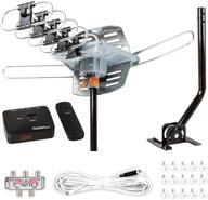📺 fivestar hdtv antenna: 150 miles range, 360 degree rotation, wireless remote, supports 5 tvs - easy snap-on installation, kit & mounting pole included logo