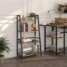 img 3 attached to 📚 Frunimall 4 Tier Ladder Shelf: Industrial Storage Shelves for Living Room, Bedroom or Home Office