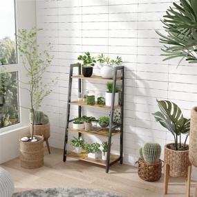 img 2 attached to 📚 Frunimall 4 Tier Ladder Shelf: Industrial Storage Shelves for Living Room, Bedroom or Home Office