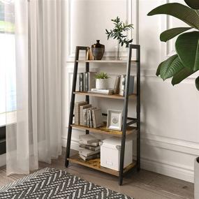 img 4 attached to 📚 Frunimall 4 Tier Ladder Shelf: Industrial Storage Shelves for Living Room, Bedroom or Home Office