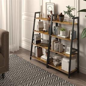 img 1 attached to 📚 Frunimall 4 Tier Ladder Shelf: Industrial Storage Shelves for Living Room, Bedroom or Home Office