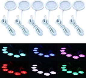 img 1 attached to 🌈 Color Changing LED Light Kit, Slim Aluminum Under Cabinet Lighting with 6 Pack Puck Lights for Kitchen Counter, Wardrobe, Furniture Shelf, Party Decoration Ambiance