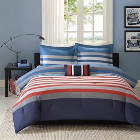 img 3 attached to Red Twin/Twin XL Striped Comforter Set by Mi 🔴 Zone - Includes Comforter, Decorative Pillow, Sham, and Twill Tapes