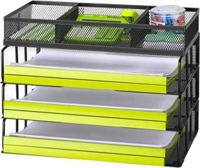 img 4 attached to 📚 Black Stackable File Letter Tray Organizer by Reliatronic Mesh - Perfect Desk Organizer for Home Office