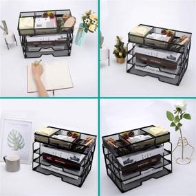 img 3 attached to 📚 Black Stackable File Letter Tray Organizer by Reliatronic Mesh - Perfect Desk Organizer for Home Office